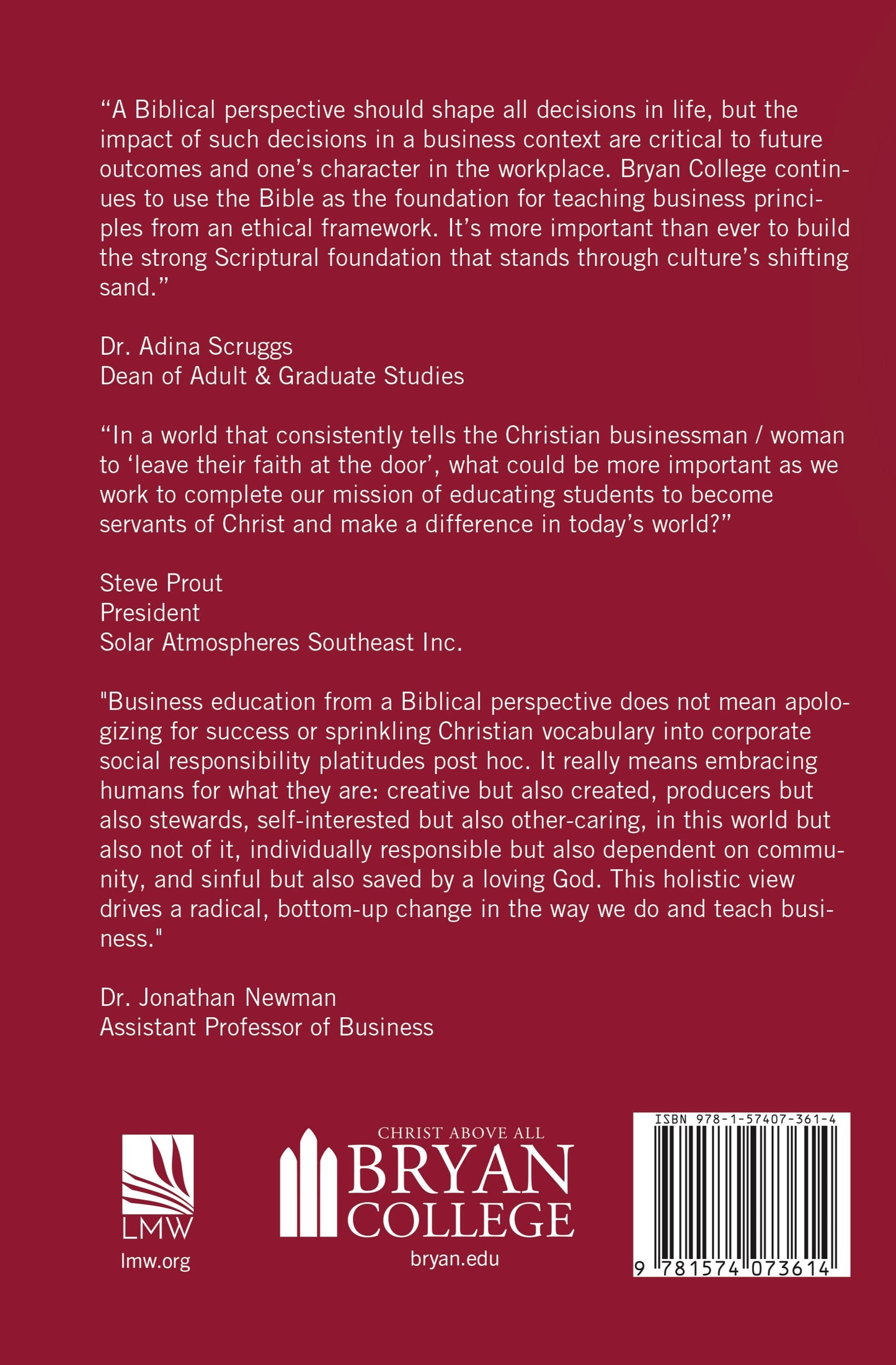 What the Bible Says to the Business Leader: Bryan College Edition